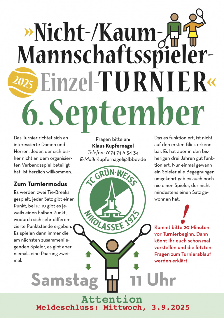 Nicht-/Kaum-Mannschaftsspieler-Einzel-TURNIER